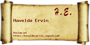 Havelda Ervin névjegykártya